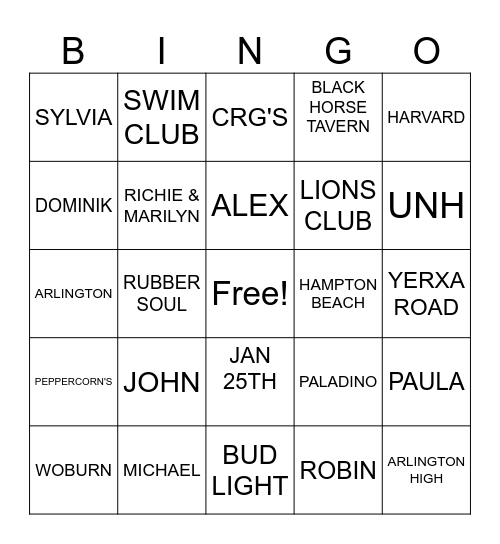 CAROLLY BINGO Card