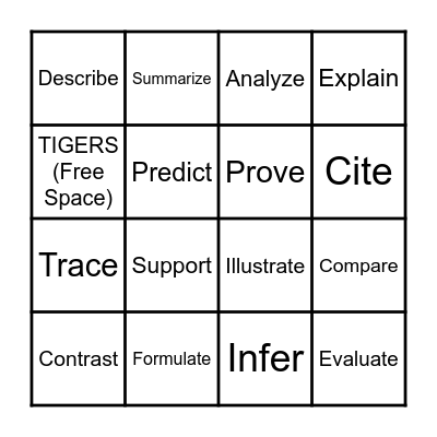Power Words Bingo Card