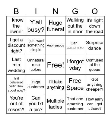 Vday Bingo Card