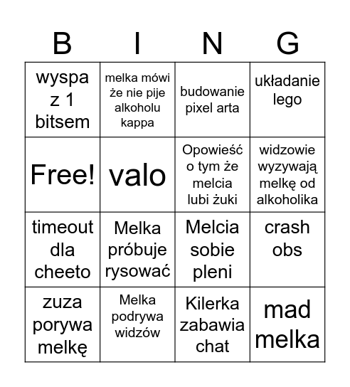 BINGO - Luty z melką Bingo Card