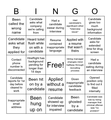Recruiting Bingo 2024 Bingo Card