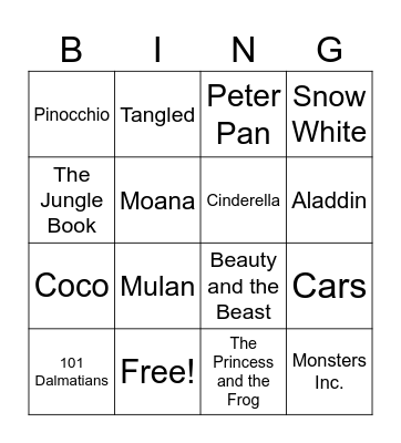Name That Movie Bingo Card