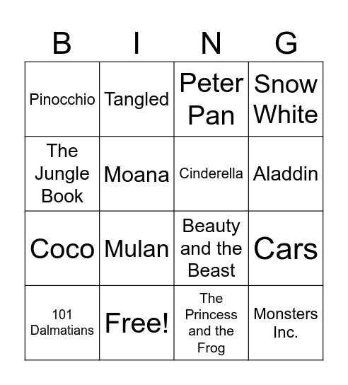 Name That Movie Bingo Card