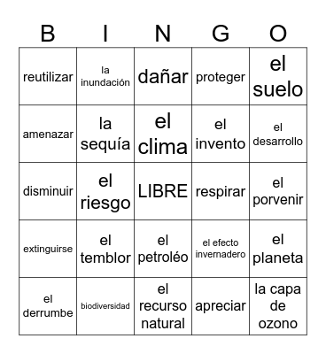 L3 Vocabulario 3.1 Bingo Card
