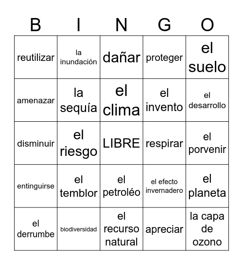 L3 Vocabulario 3.1 Bingo Card