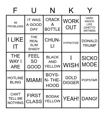 HIP HOF Bingo Card