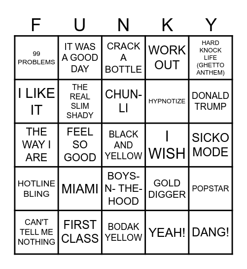 HIP HOF Bingo Card