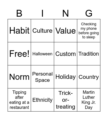 Vocabulary #3 Bingo Card