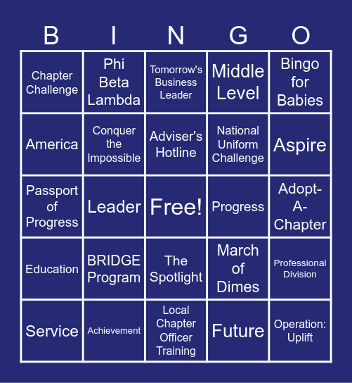 FBLA Bingo Card