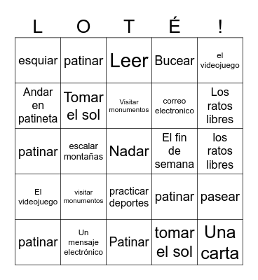Los pasatiempos Bingo Card