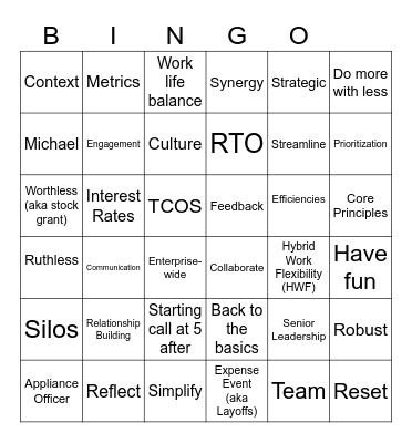 Ruthless Fun Bingo Card