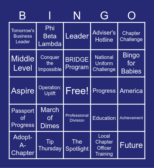 FBLA Bingo Card