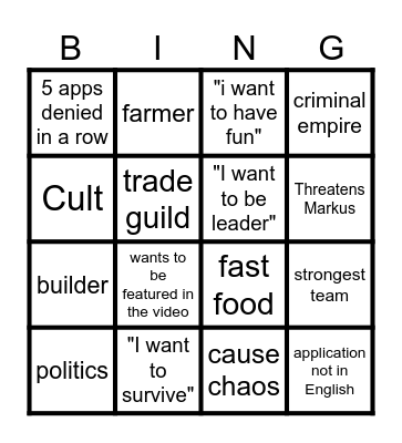 Markus Apps Bingo Board Bingo Card