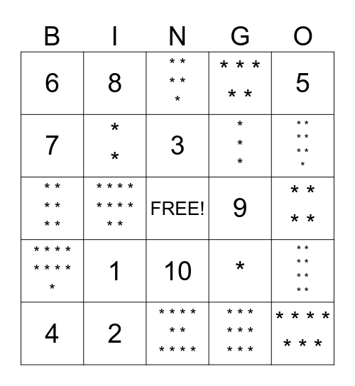 Numbers 1-10 Bingo Card