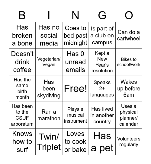 PSYC 304 Bingo Card