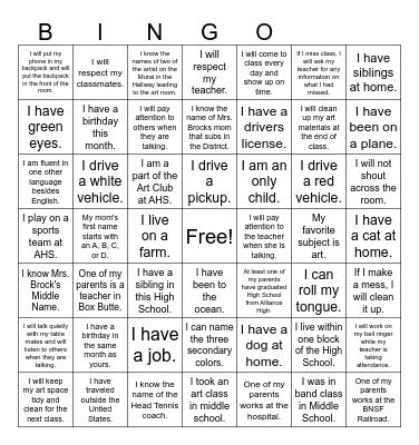 Getting to Know You Bingo Card