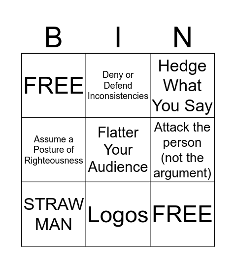 Fallacy BINGO! Bingo Card