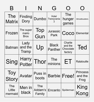 Movies Bingo Card