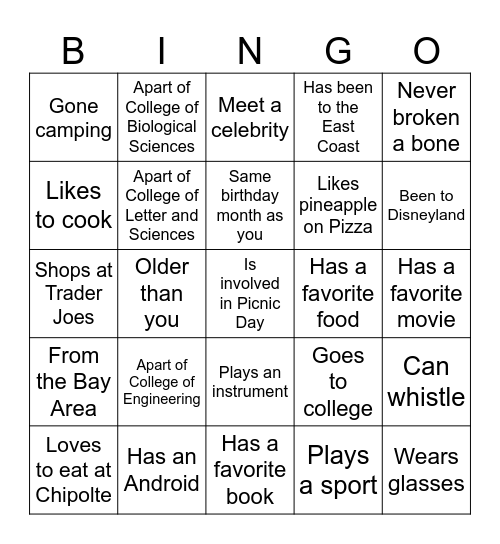 PD 110 Board Bingo Card