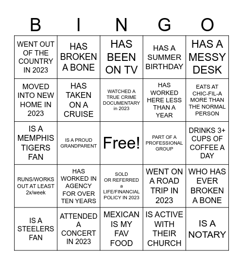 2024 KICKOFF BINGO Card