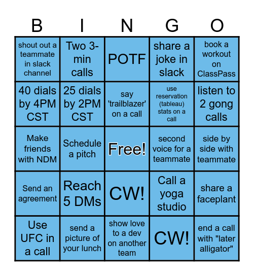 TRAILBLAZER THURSDAY Bingo Card