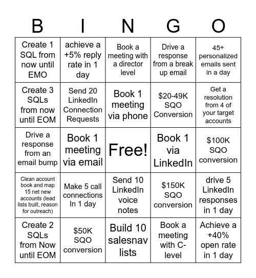 SDR Bingo Card