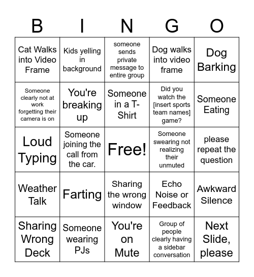 Town Hall Bingo Card