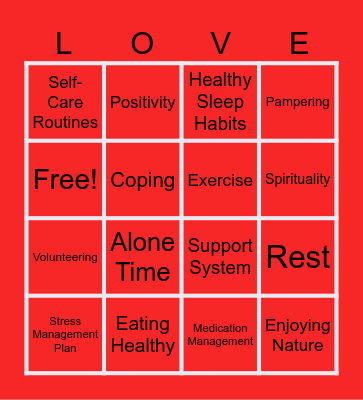 Self-Love Bingo Card