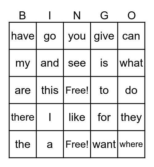 2nd Tri PR Sight Word BINGO Card