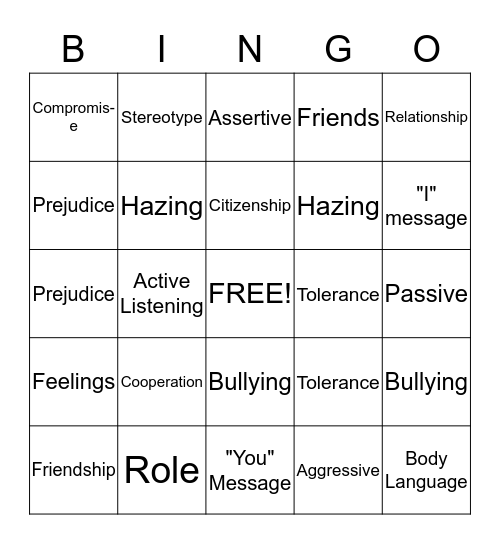 Chapter 6 Bingo Card