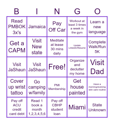 2024 Goals Bingo Card