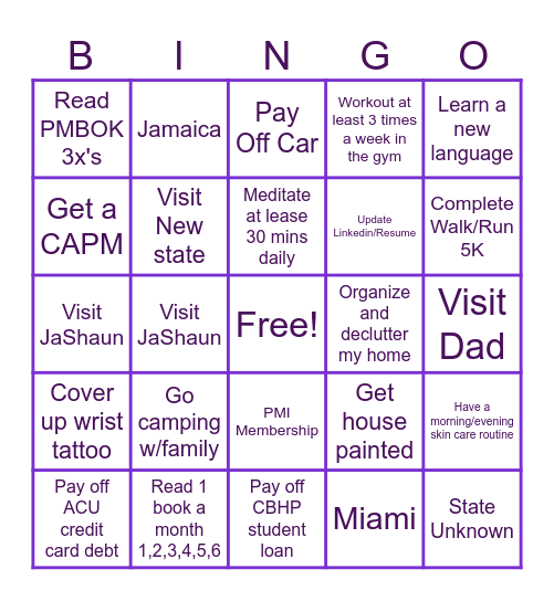 2024 Goals Bingo Card