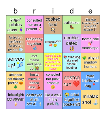 AILINH'S BRIDAL BINGO Card
