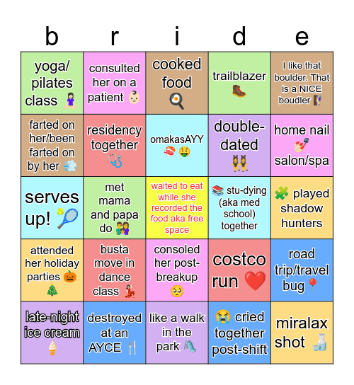 AILINH'S BRIDAL BINGO Card