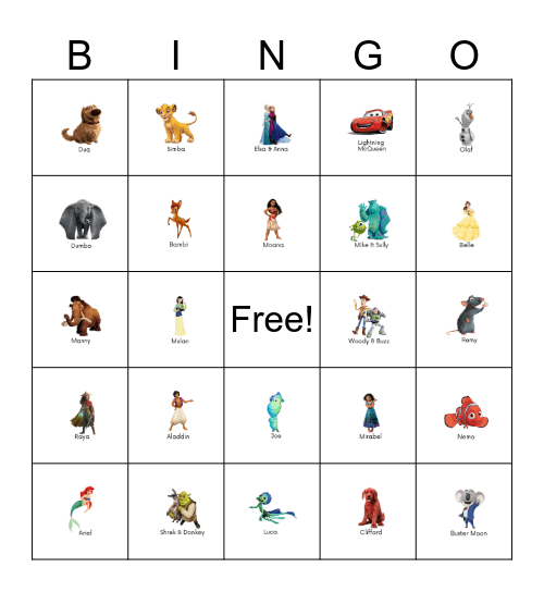 Disney Bingo Card