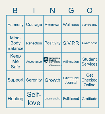 Mental Wellness Bingo Card