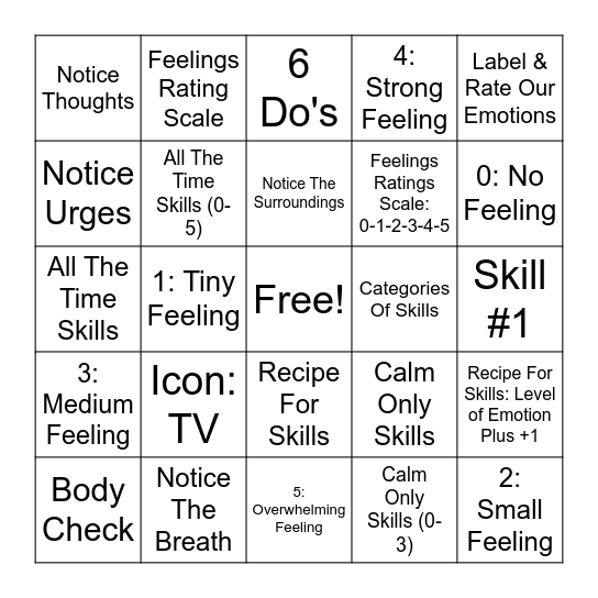 Clear Picture & 3 Tools Bingo Card
