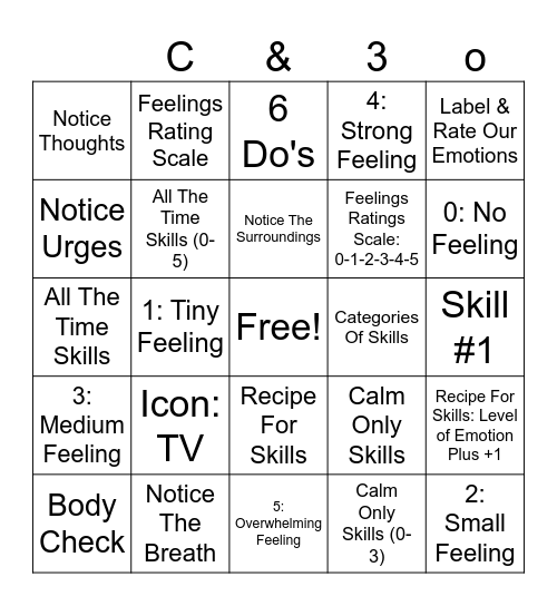 Clear Picture & 3 Tools Bingo Card