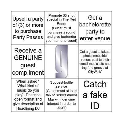 Door Host Bingo Card