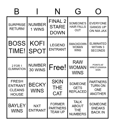 2024 WOMEN'S ROYAL RUMBLE Bingo Card