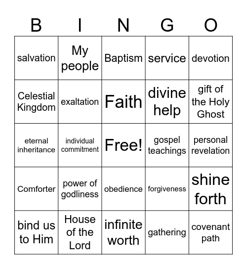 "Why the Covenant Path"D. Todd Christofferson Bingo Card