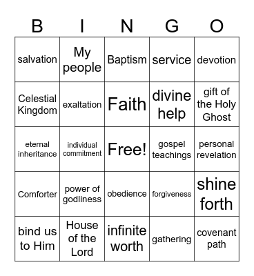 "Why the Covenant Path" by D. Todd Christofferson Bingo Card