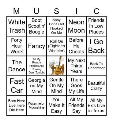 COUNTRY ENTERTAINERS OF THE YEAR Bingo Card