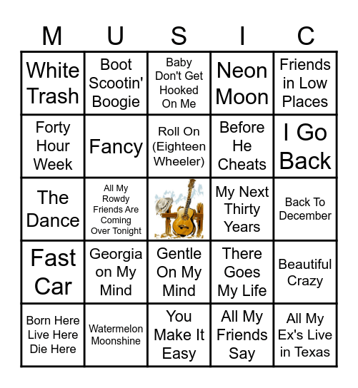 COUNTRY ENTERTAINERS OF THE YEAR Bingo Card