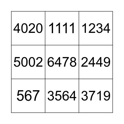 Place Value Disc Bingo Card