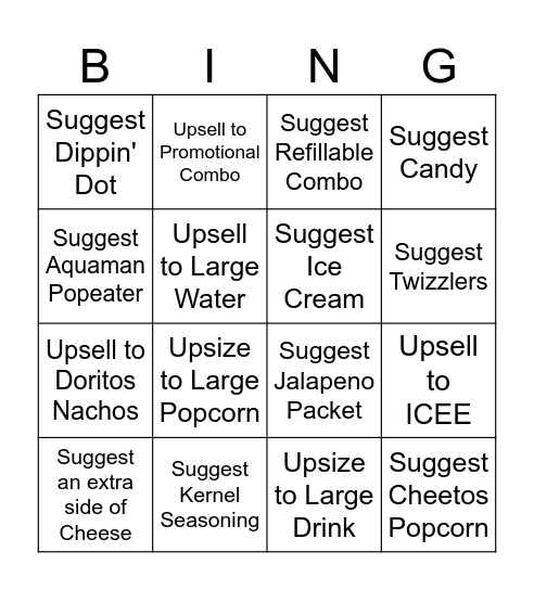 Movie Theater Bingo! Bingo Card