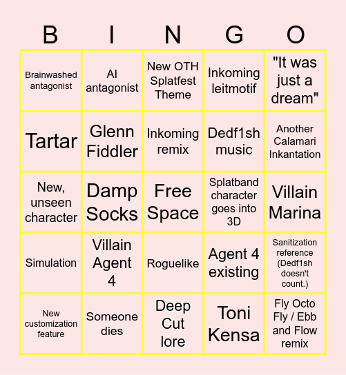 Side Order Bingo Board Bingo Card