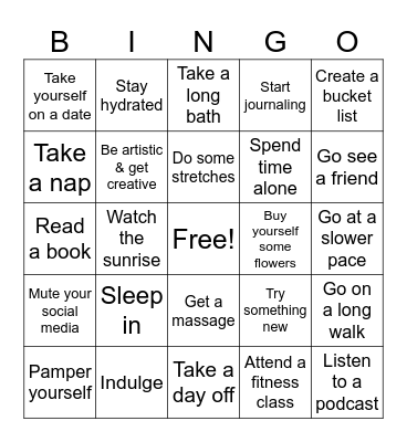 SELF CARE BINGO Card
