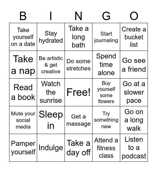 SELF CARE BINGO Card