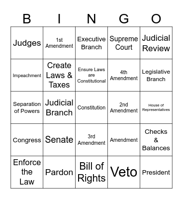 The American Government 3 Bingo Card
